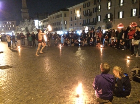 Fire dancer in Piazza Navona