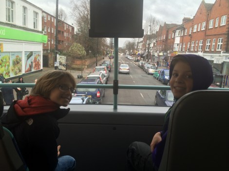 Upper deck, obviously! Double decker bus