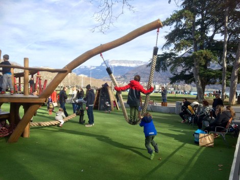 Lakeside/canalside playground in Annecy