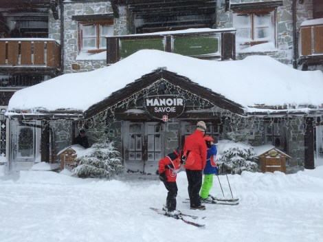 Kids getting ready to ski to their lesson from our residence