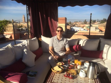 Breakfast on the riad's rooftop terrace